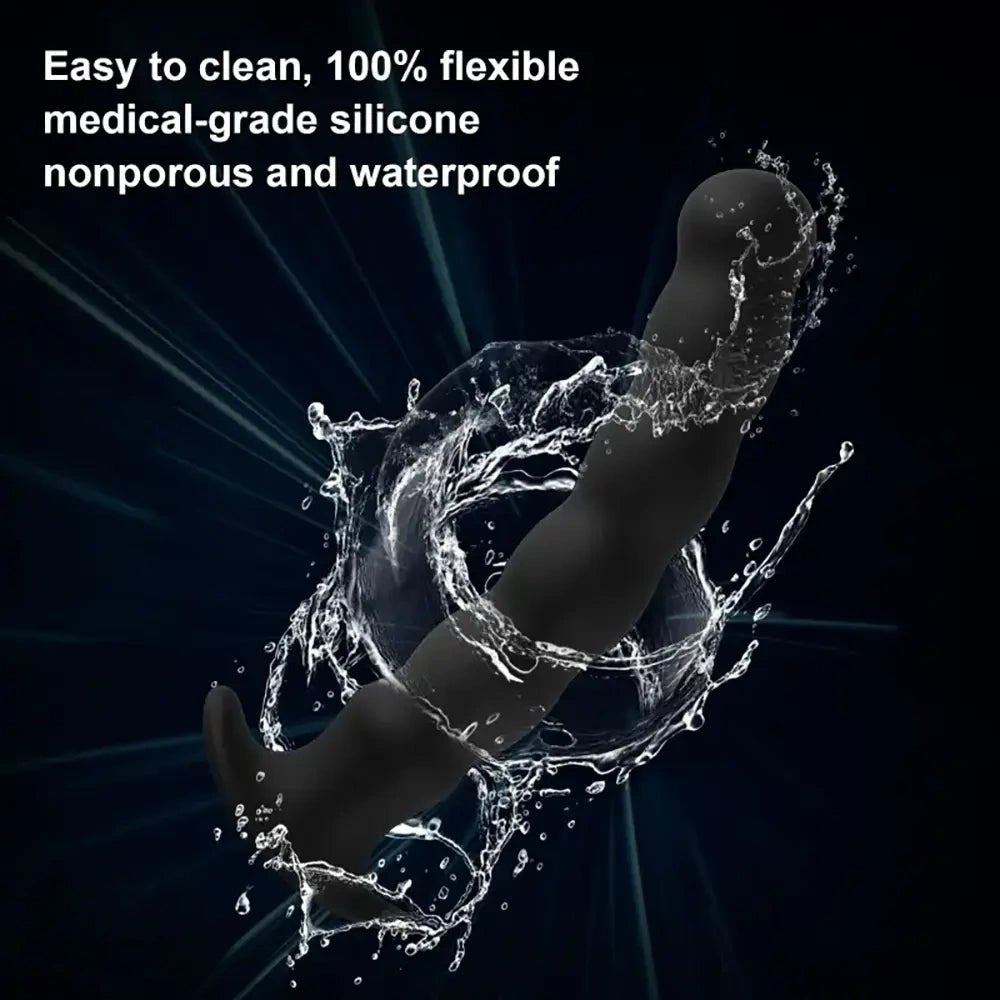Black ribbed silicone anal plug, photo 5