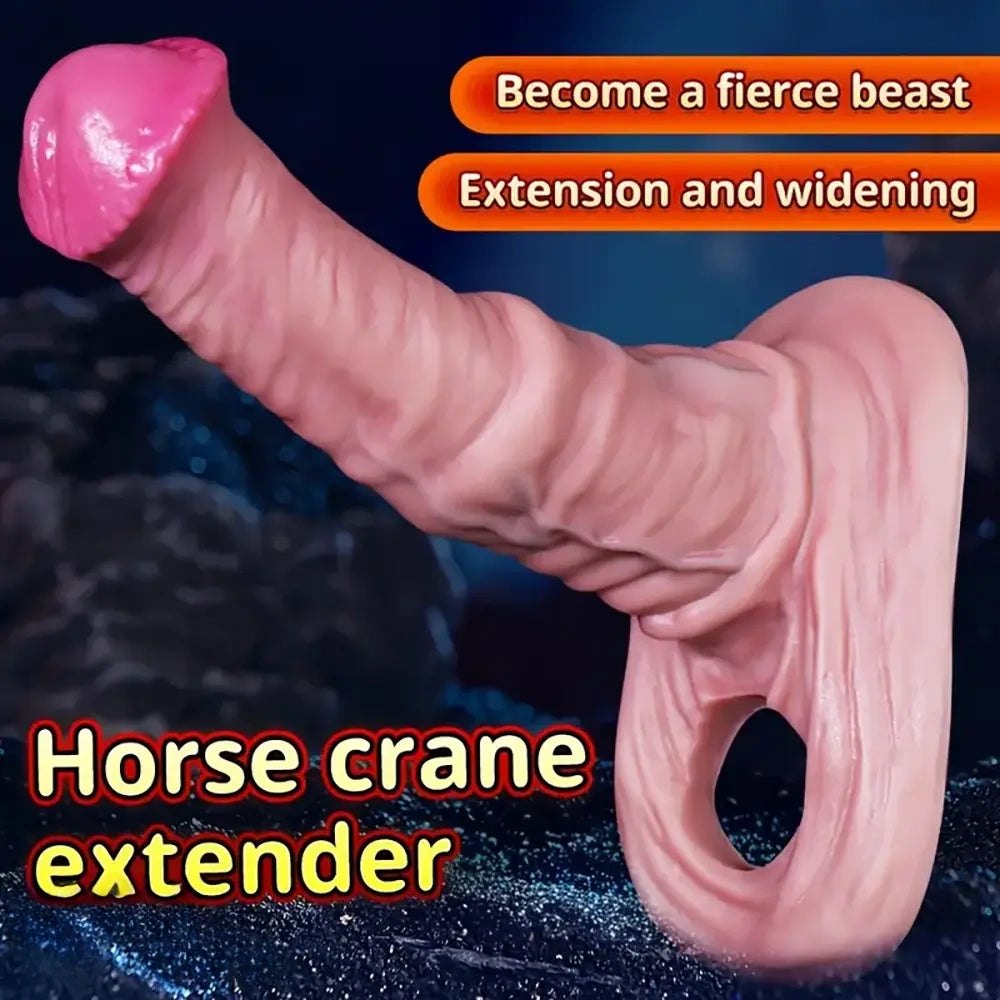 Flesh tone ribbed silicone penis sleeve, photo 2