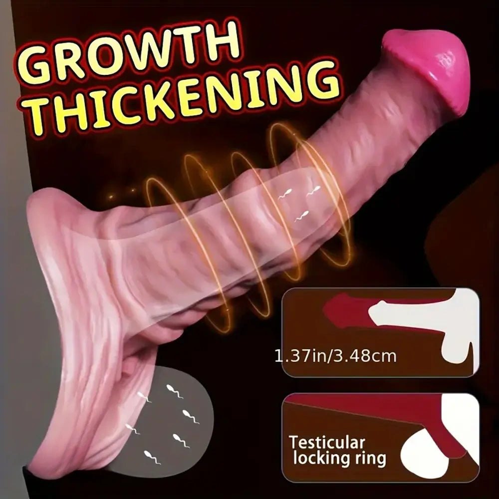 Flesh tone ribbed silicone penis sleeve, photo 9
