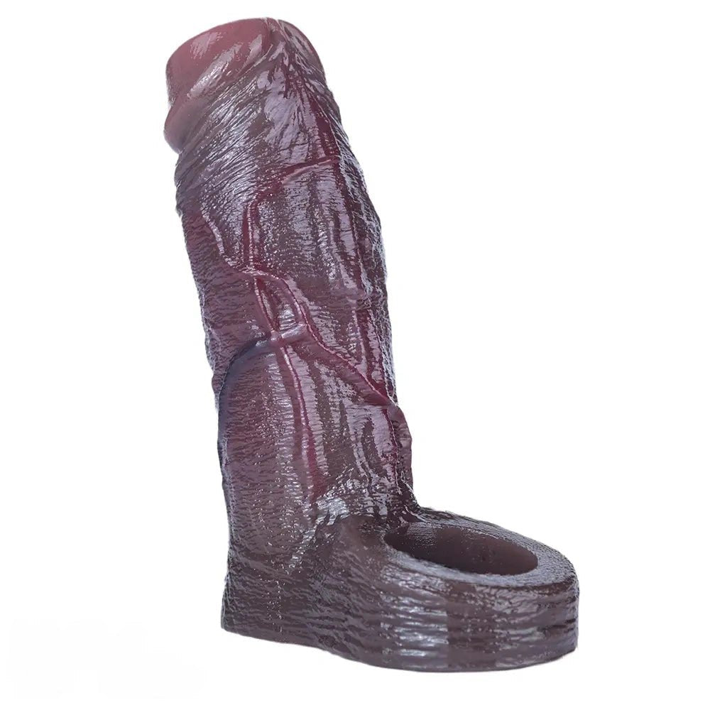 Black ribbed silicone penis extension sleeve, photo 1