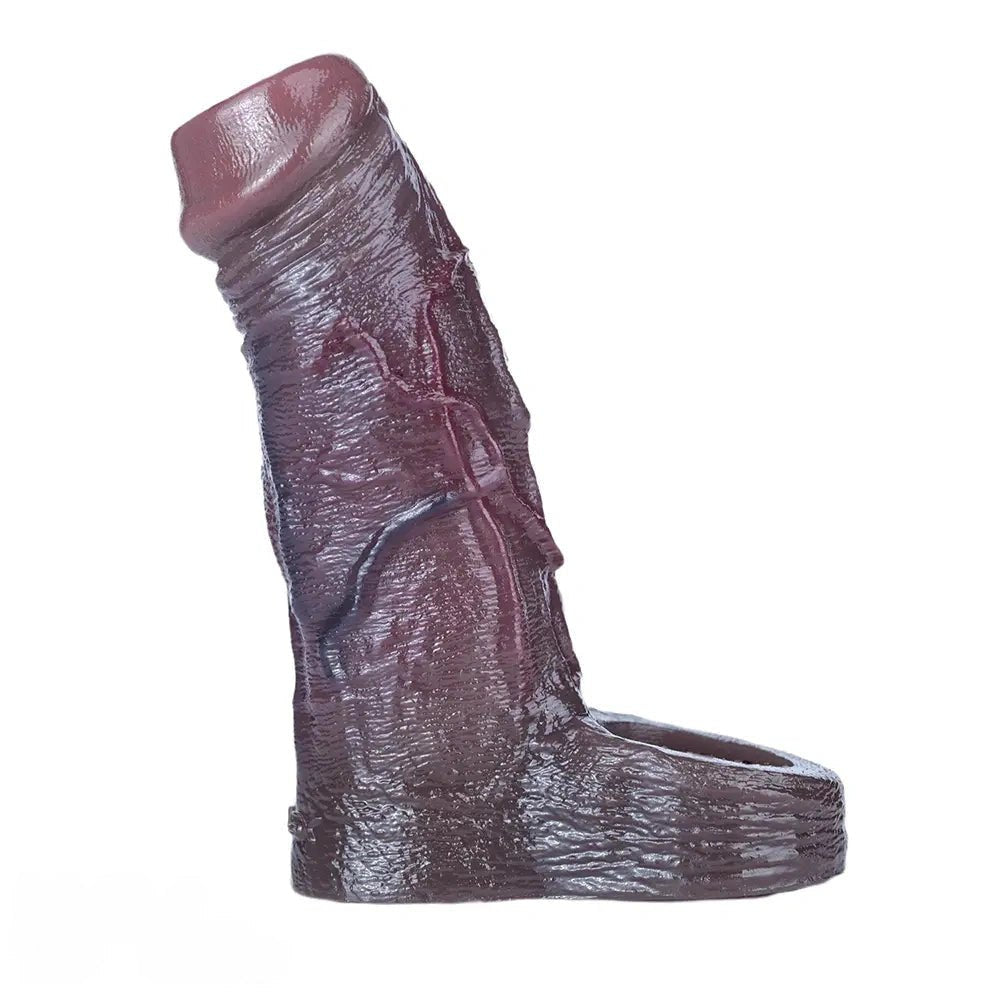 Black ribbed silicone penis extension sleeve, photo 11