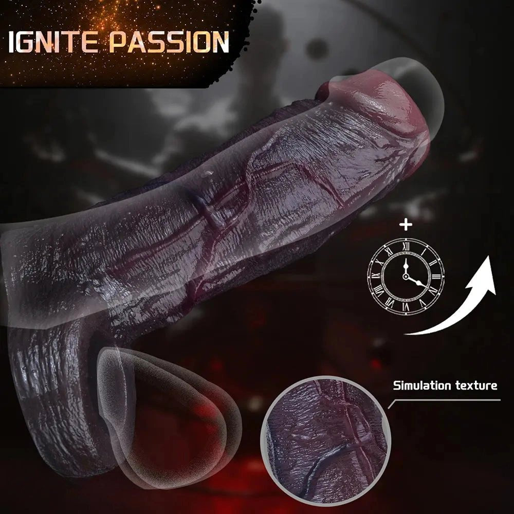 Black ribbed silicone penis extension sleeve, photo 2