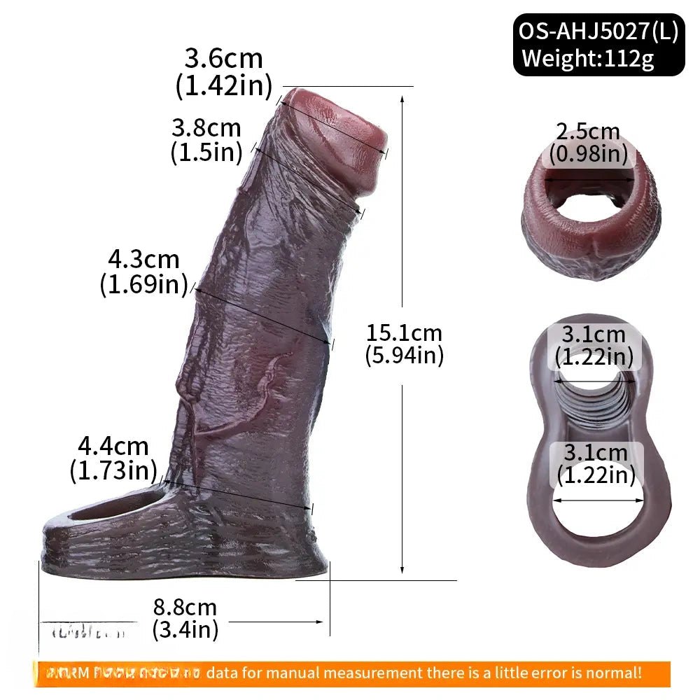 Black ribbed silicone penis extension sleeve, photo 6