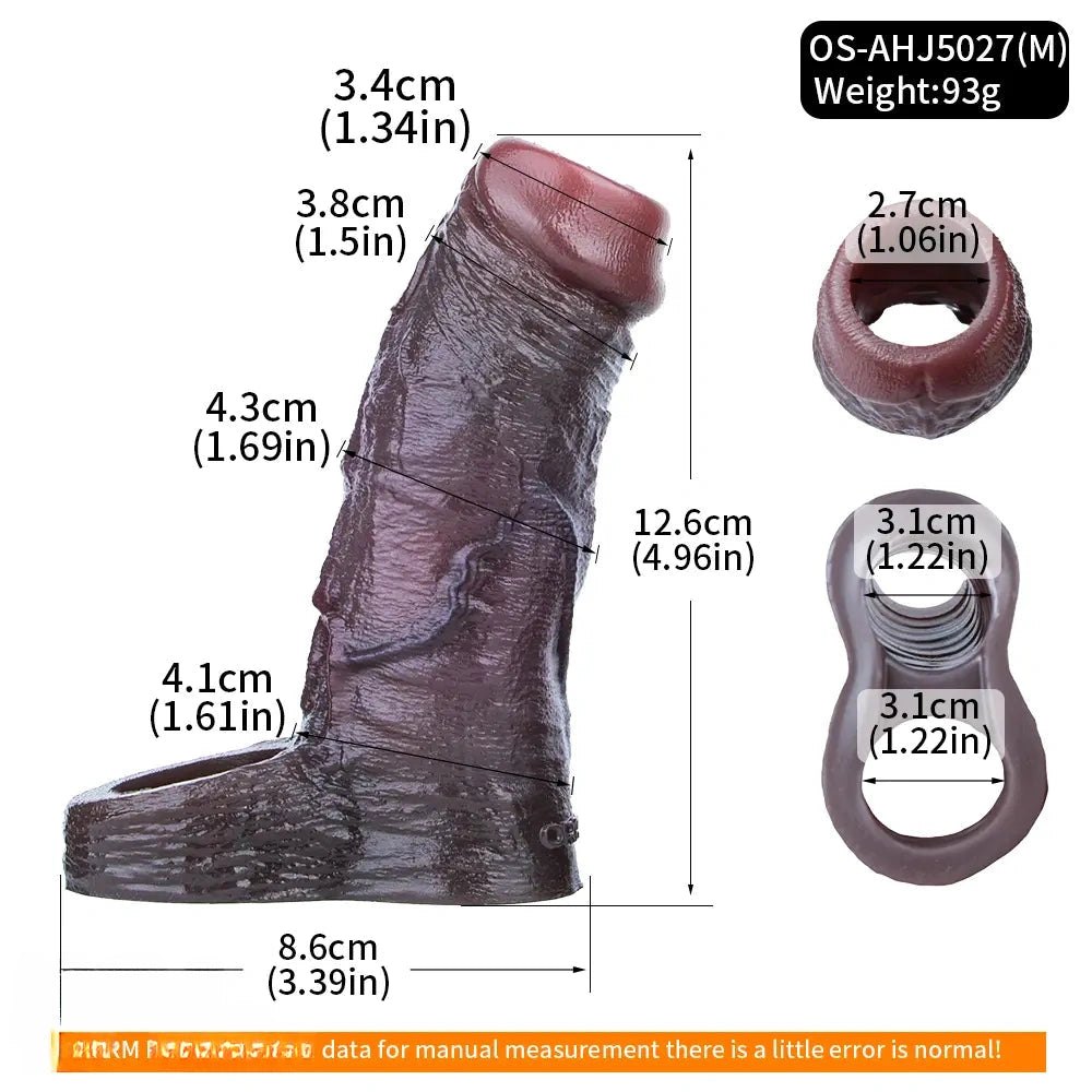 Black ribbed silicone penis extension sleeve, photo 9