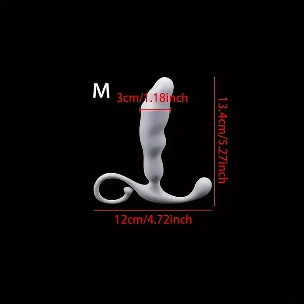 White ribbed TPE dildo with curling tail base, photo 10