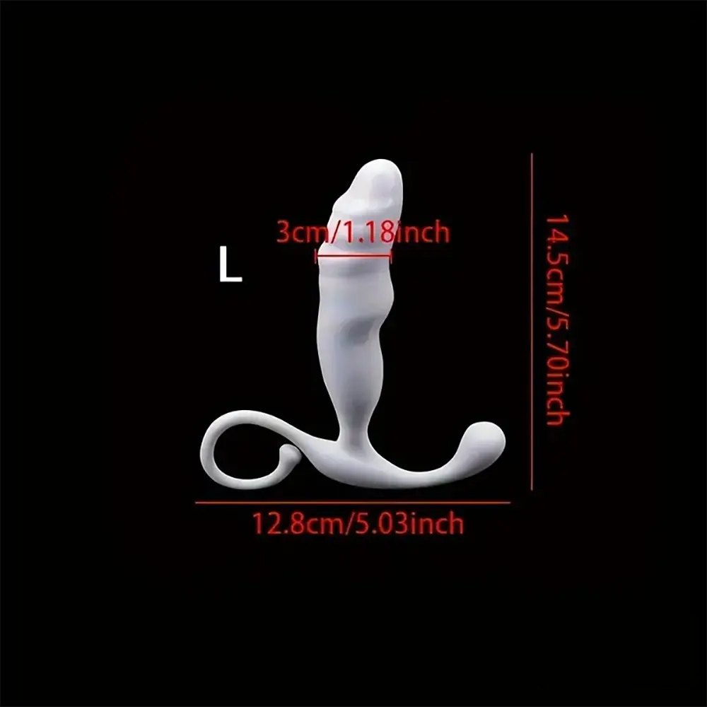 White ribbed TPE dildo with curling tail base, photo 11