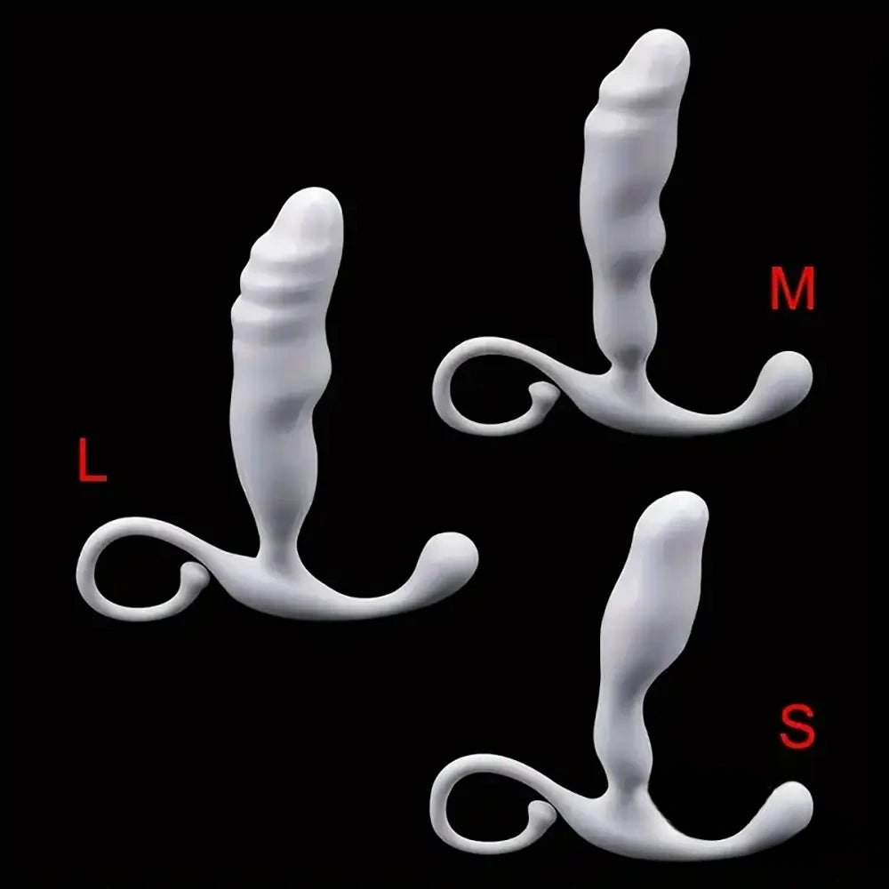 White ribbed TPE dildo with curling tail base, photo 8