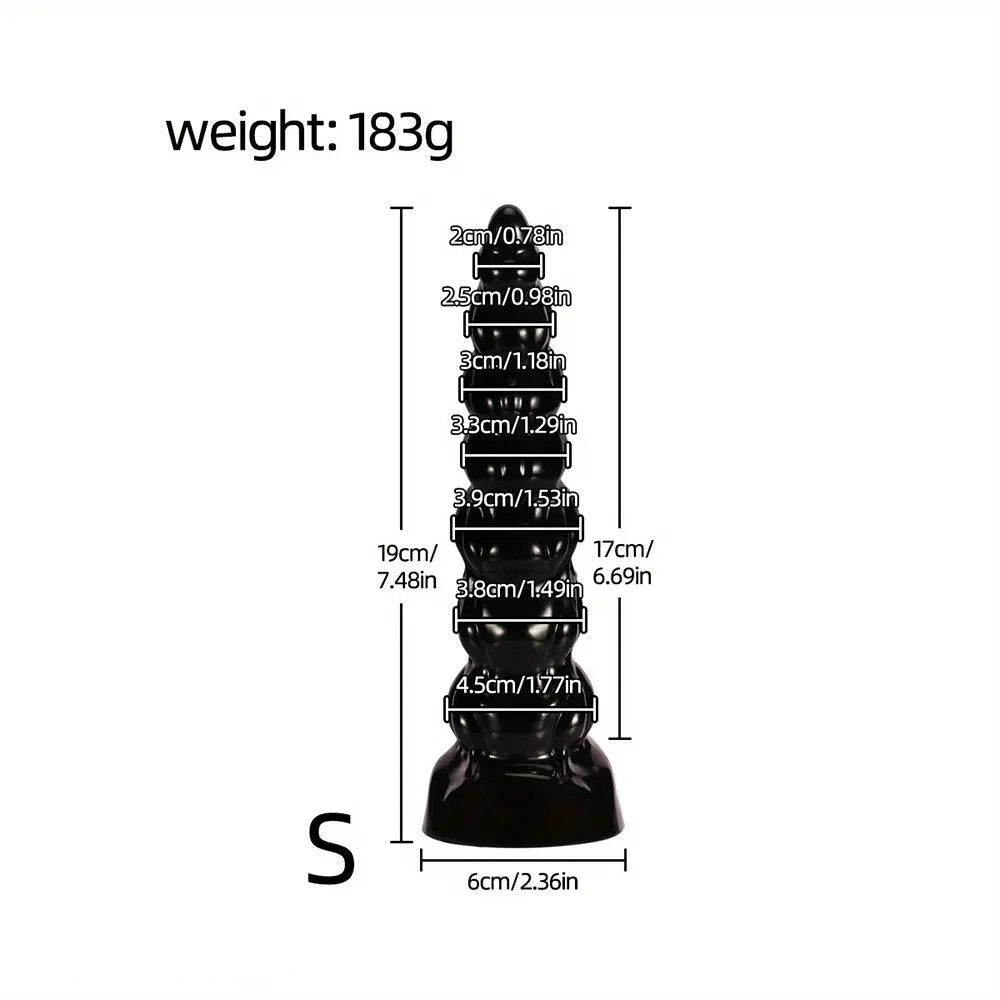 Black ribbed spiral pvc anal dildo