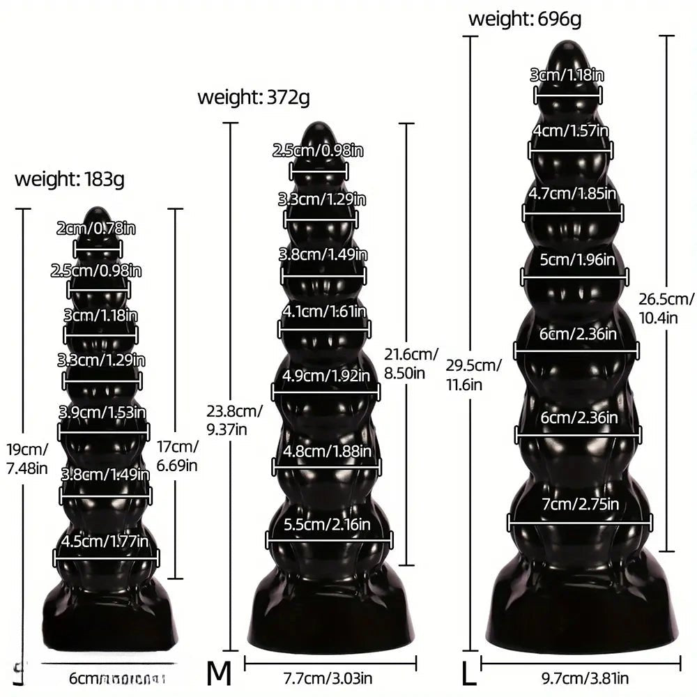 Black ribbed spiral pvc anal dildo