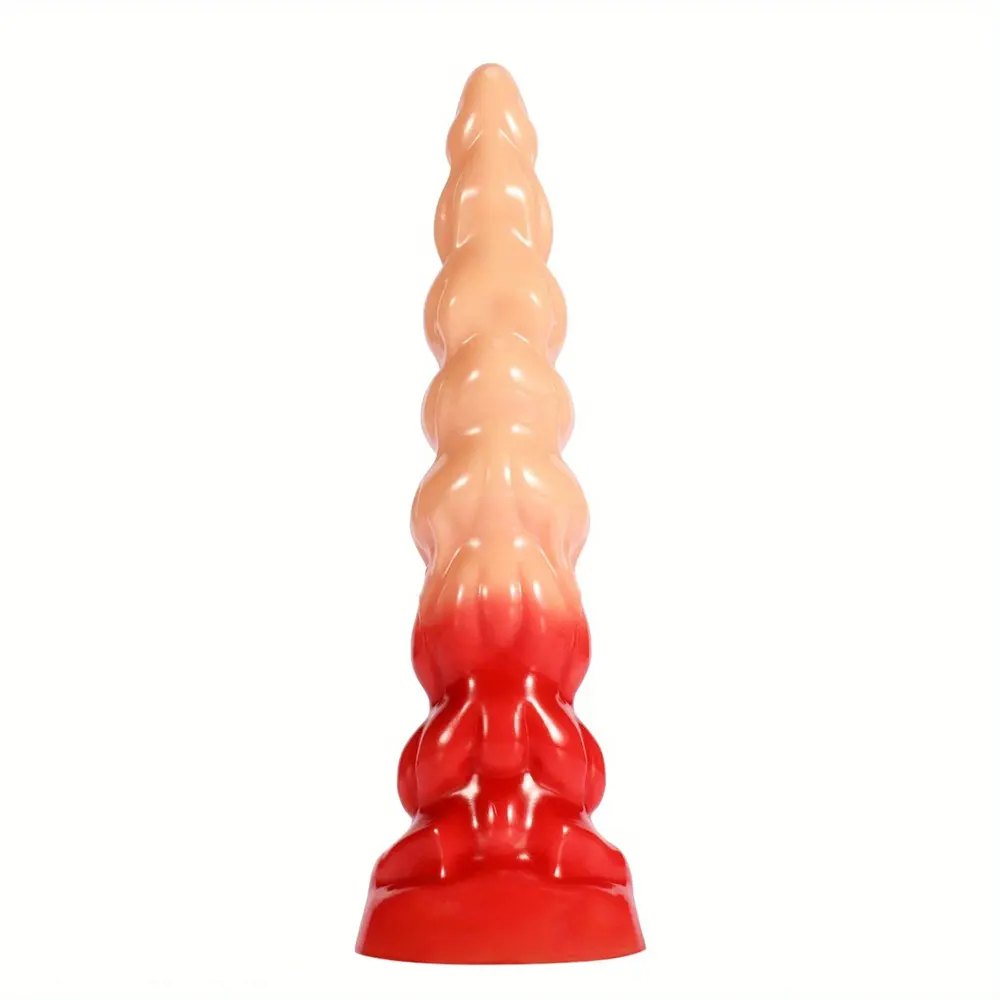 Red ribbed spiral pvc anal dildo