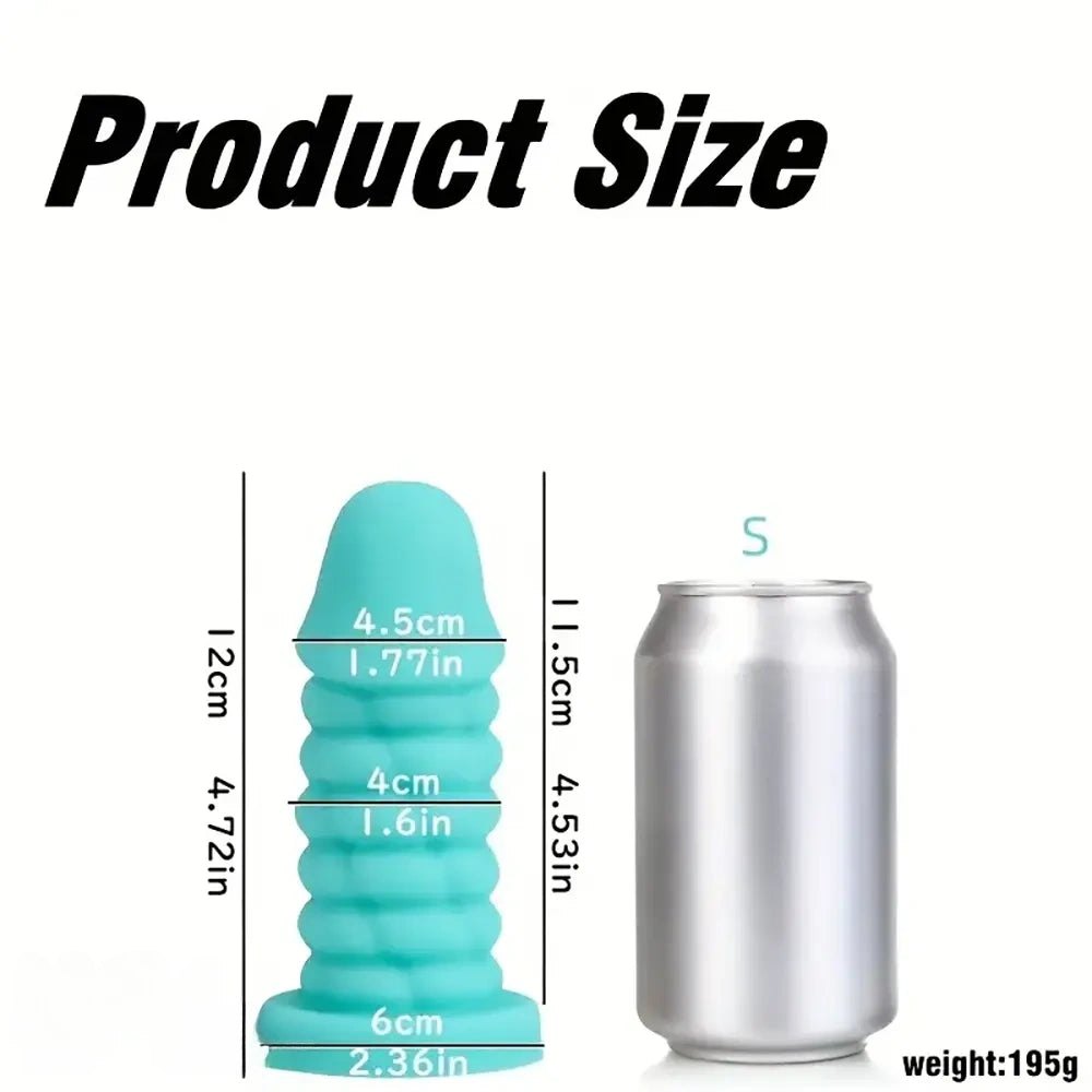 Green ribbed spiral thick silicone dildo