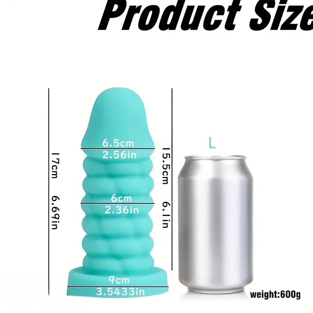 Green ribbed spiral thick silicone dildo