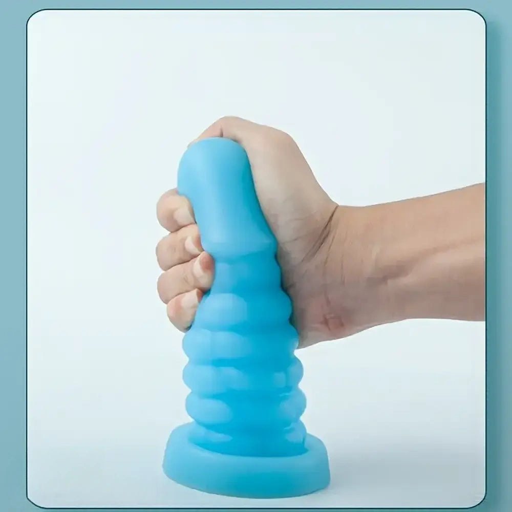 Ribbed spiral thick silicone dildo, photo 5