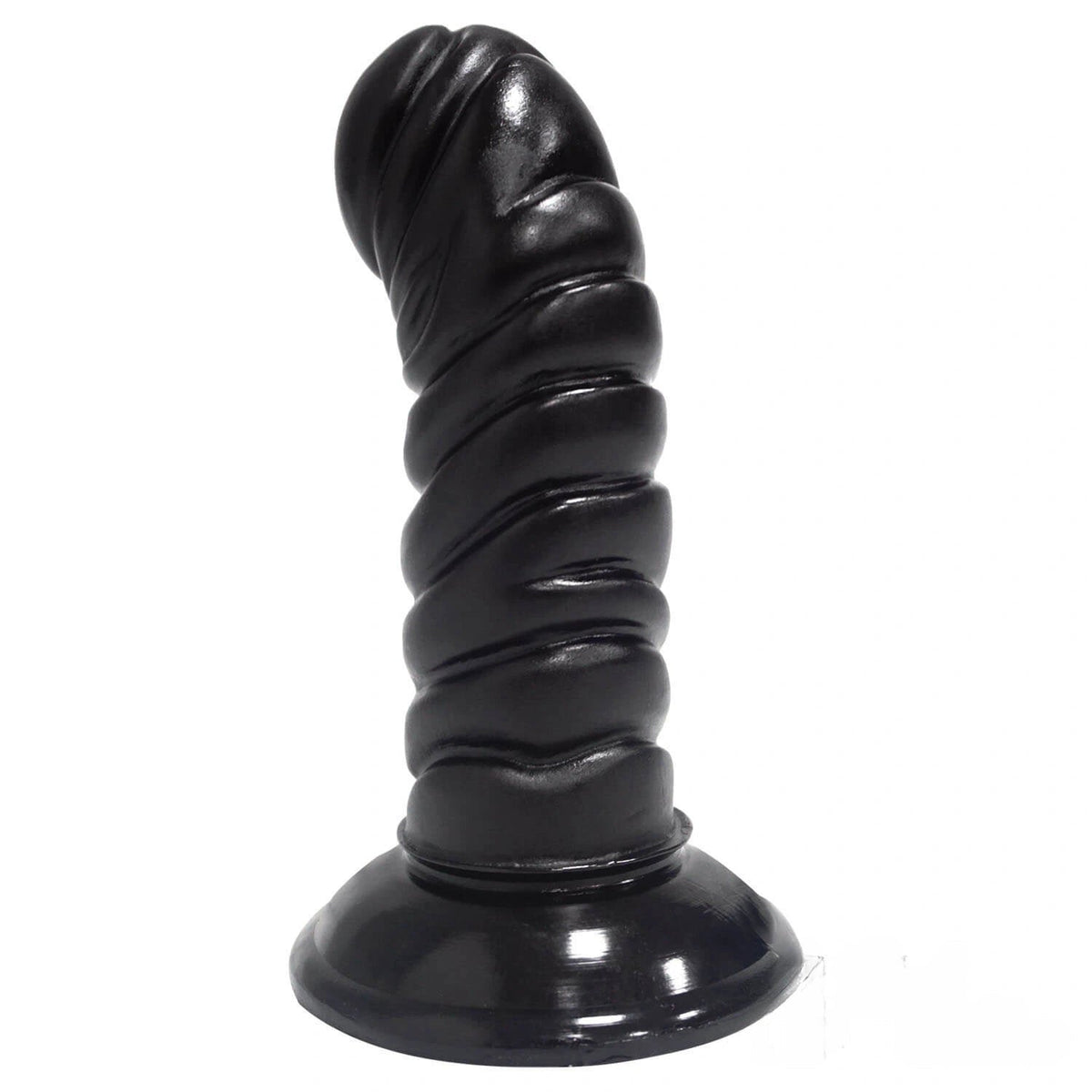 Black ribbed suction cup dildo