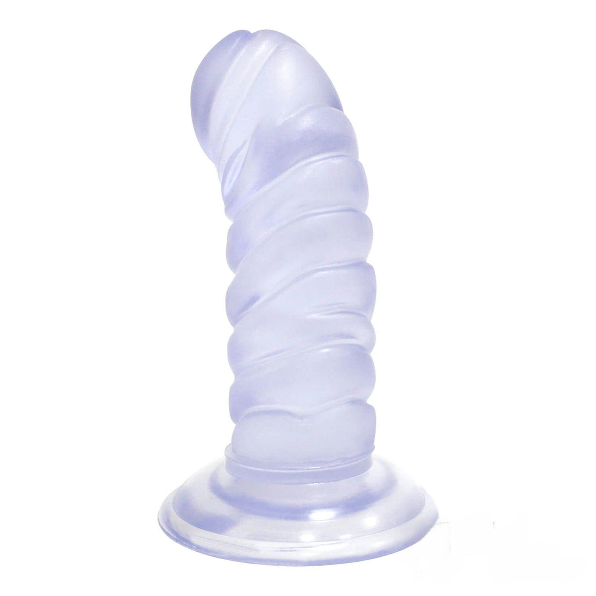 Purple ribbed suction cup dildo