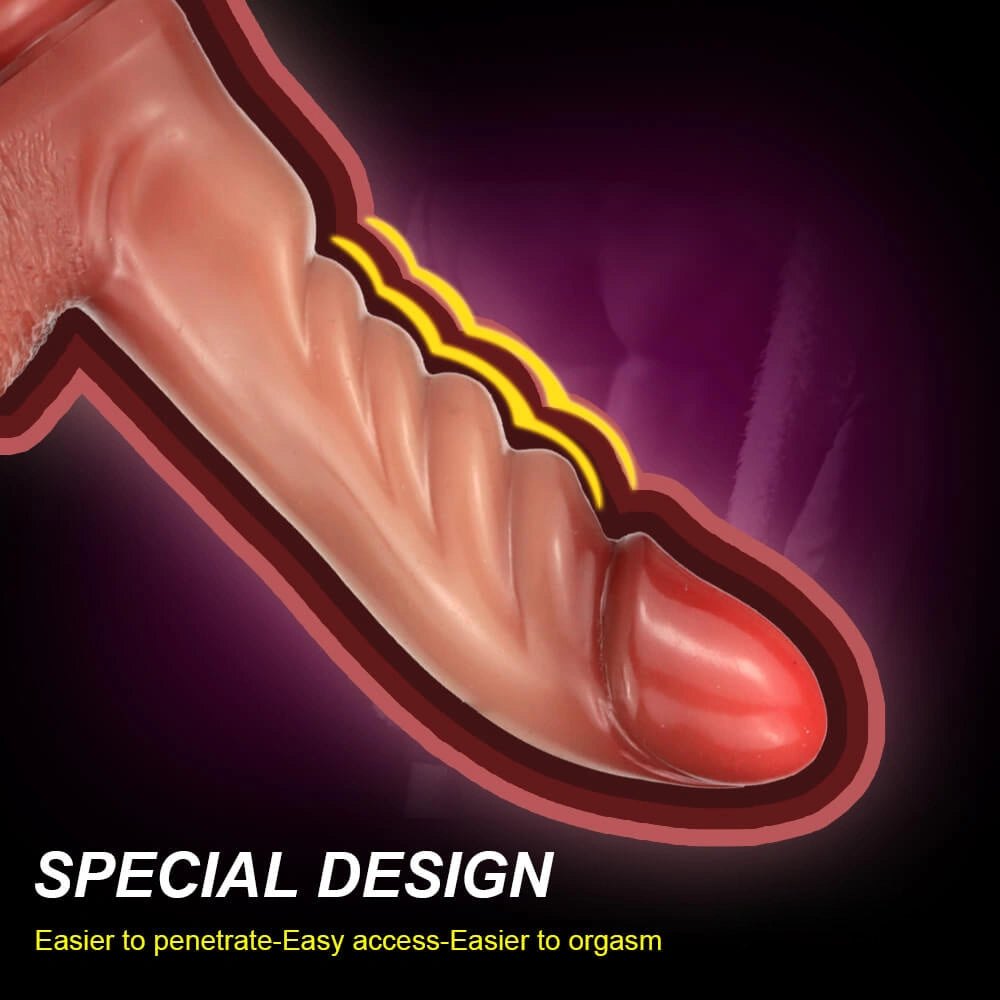 Reddish-brown ribbed silicone suction cup dildo, photo 8