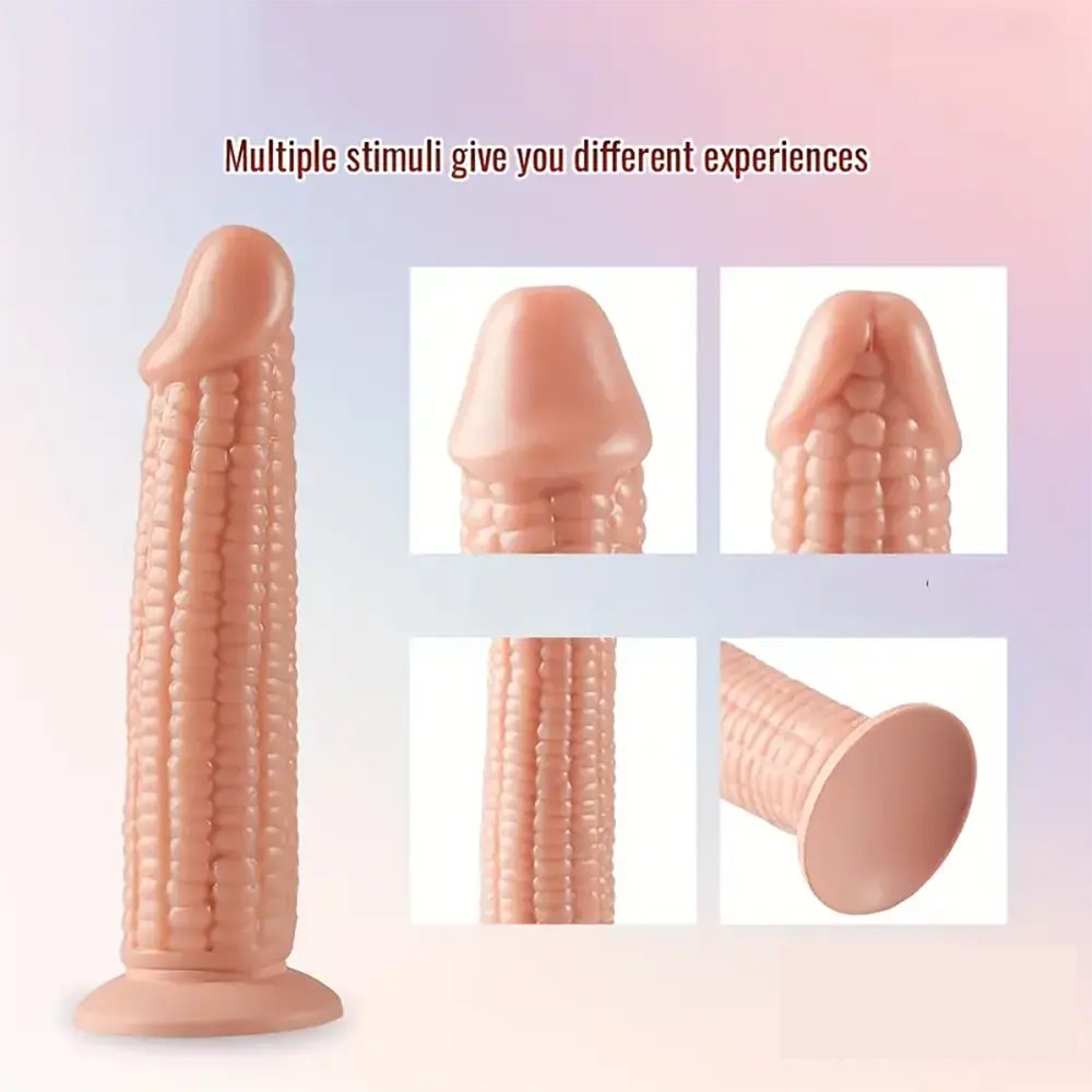 Flesh-tone ribbed realistic PVC dildo, photo 2