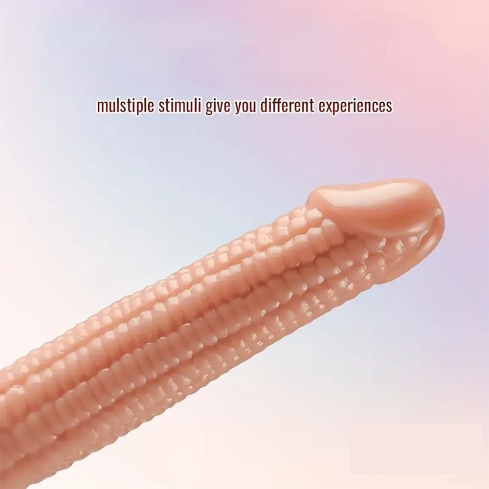 Flesh-tone ribbed realistic PVC dildo, photo 5