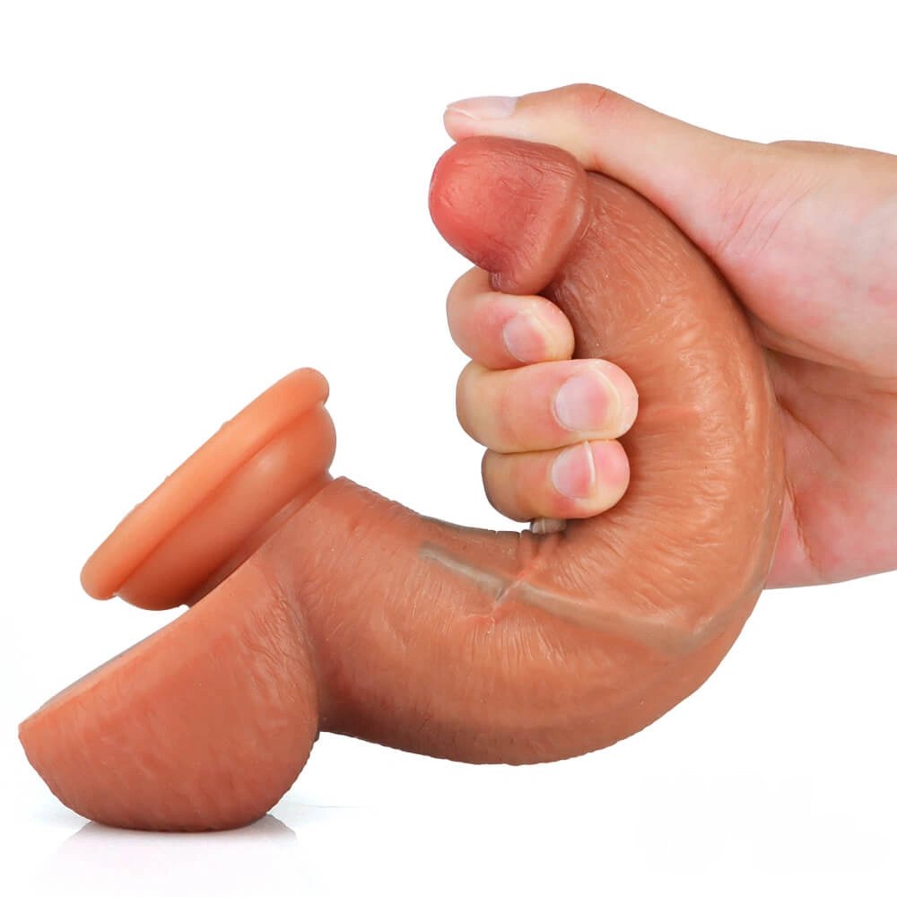 Flesh ribbed suction cup dildo, photo 4