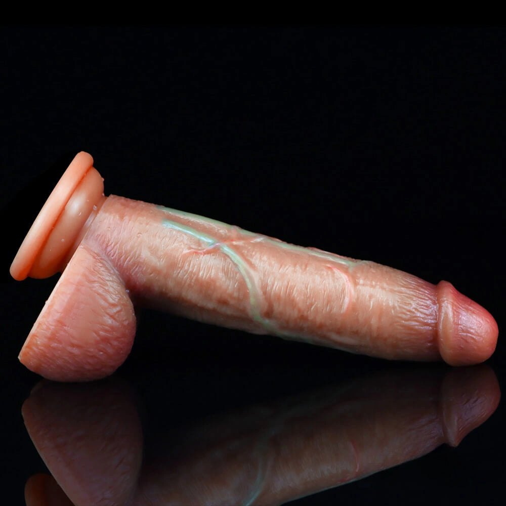 Flesh ribbed suction cup dildo, photo 8