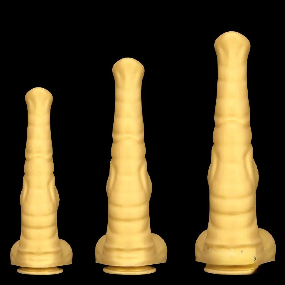 Ribbed tapered animal-style silicone dildo, photo 1