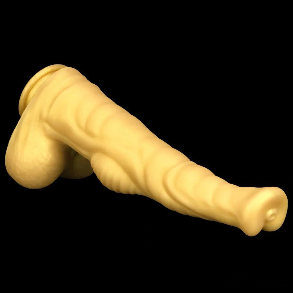 Ribbed tapered animal-style silicone dildo, photo 14
