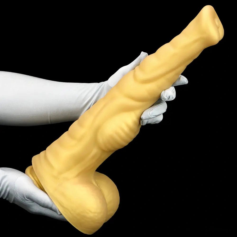 Ribbed tapered animal-style silicone dildo, photo 15