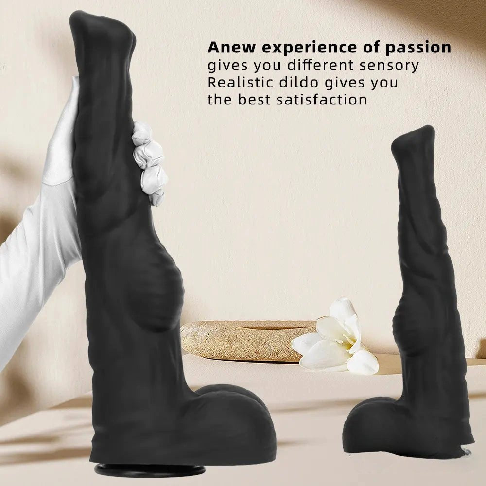 Ribbed tapered animal-style silicone dildo, photo 2