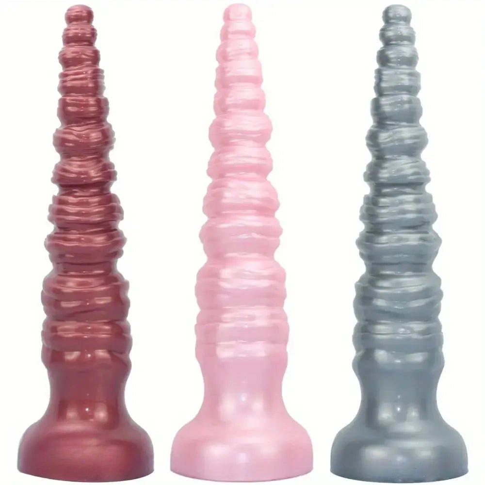 Ribbed tapered thick dildo, photo 1