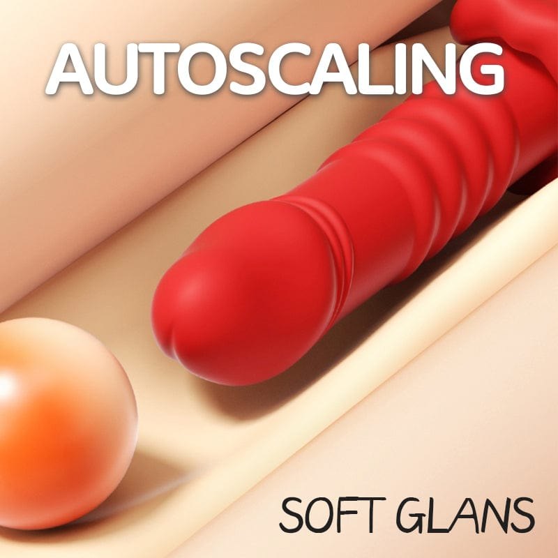 Red ribbed silicone thrusting vibrator, photo 3
