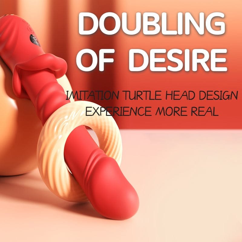 Red ribbed silicone thrusting vibrator, photo 4