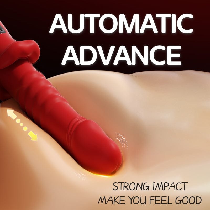 Red ribbed silicone thrusting vibrator, photo 6