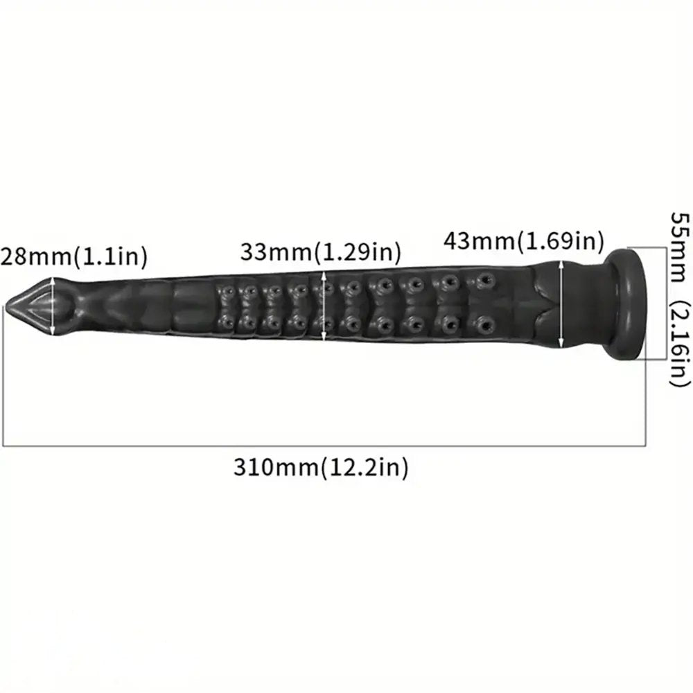Black ribbed tentacle anal training dildo with suction cup base