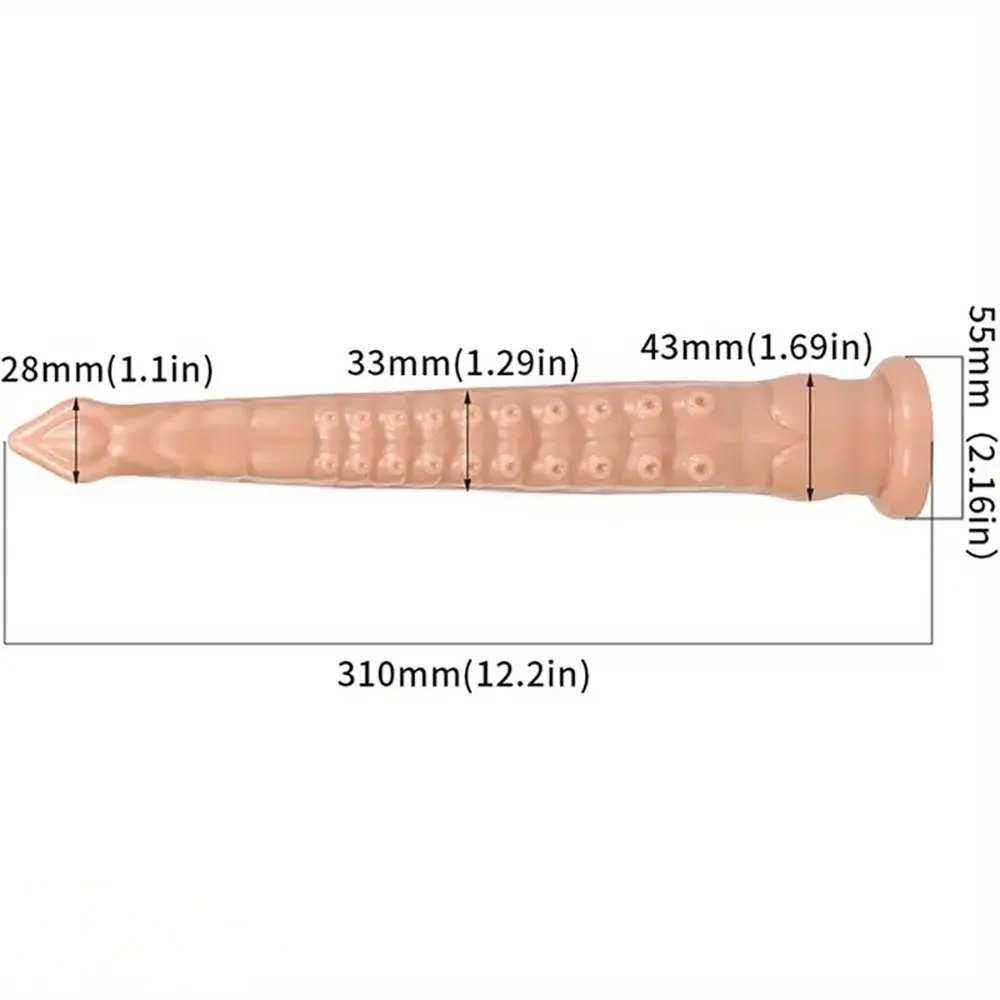 Brown ribbed tentacle anal training dildo with suction cup base