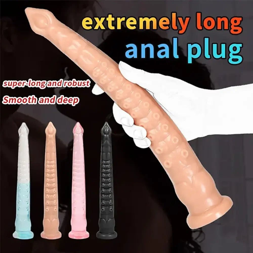 Ribbed tentacle anal training dildo with suction cup base, photo 3