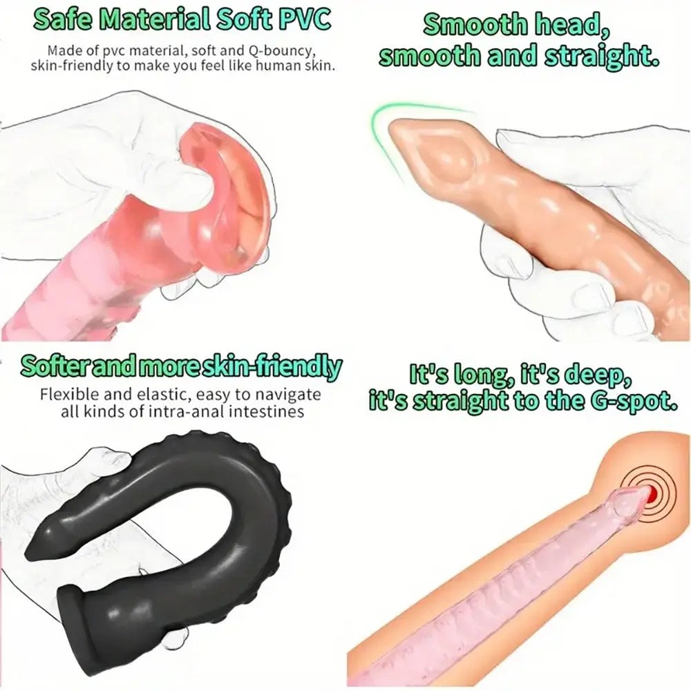Ribbed tentacle anal training dildo with suction cup base, photo 7