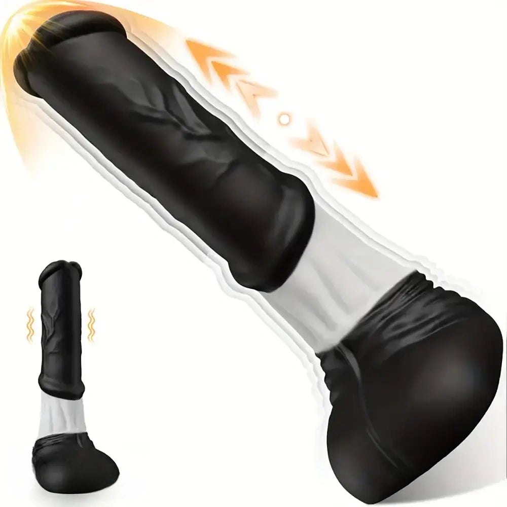 Black ribbed silicone realistic dildo, photo 1