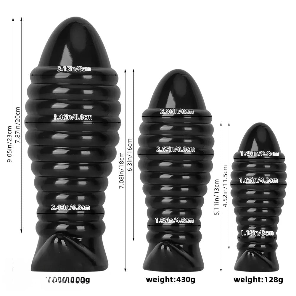 Black ribbed textured fantasy dildo, photo 10