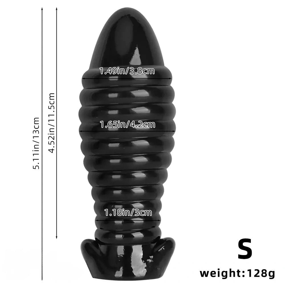 Black ribbed textured fantasy dildo, photo 11