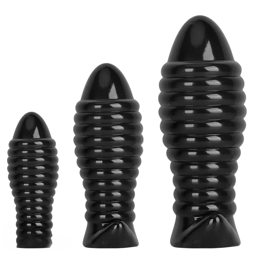 Black ribbed textured fantasy dildo, photo 13
