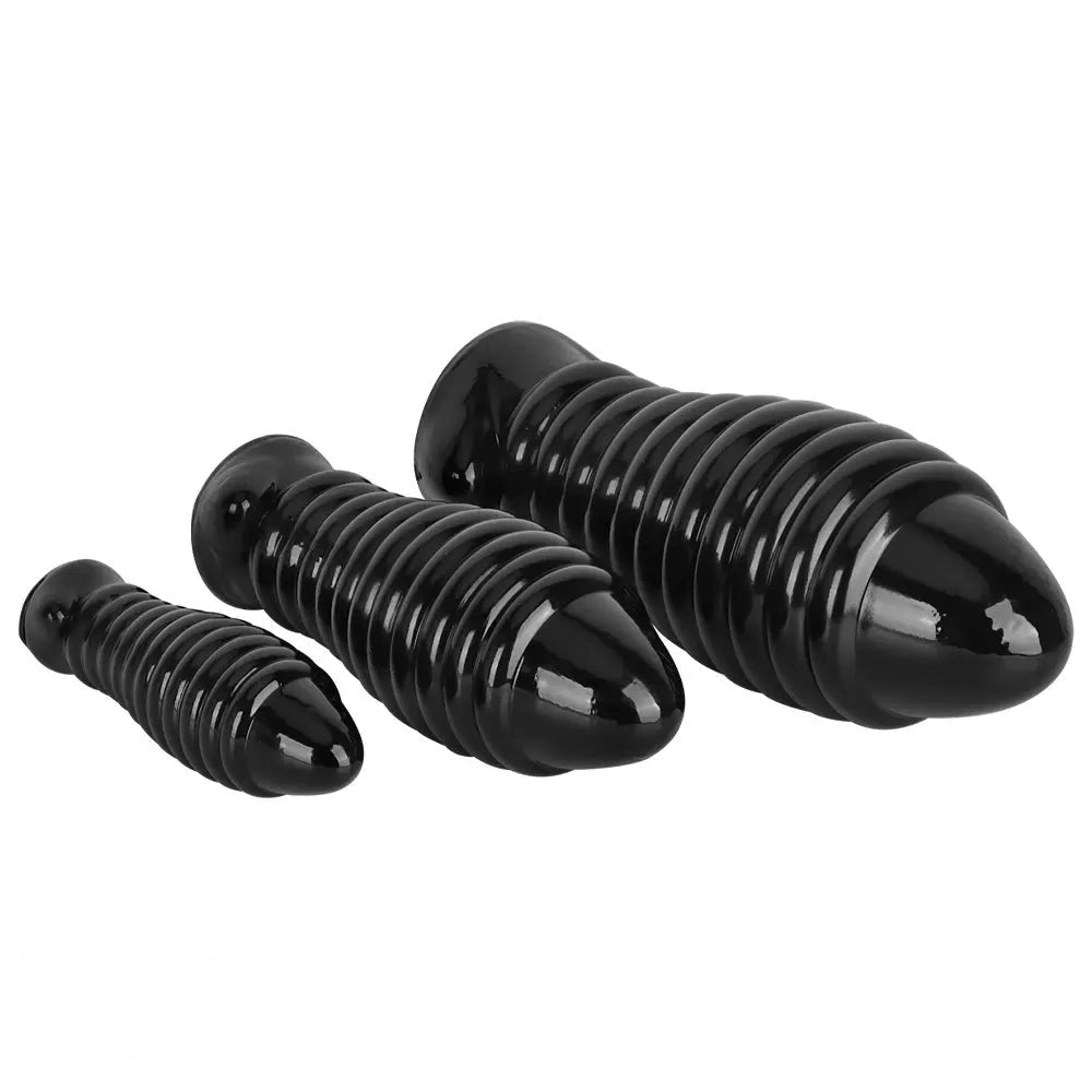 Black ribbed textured fantasy dildo, photo 14