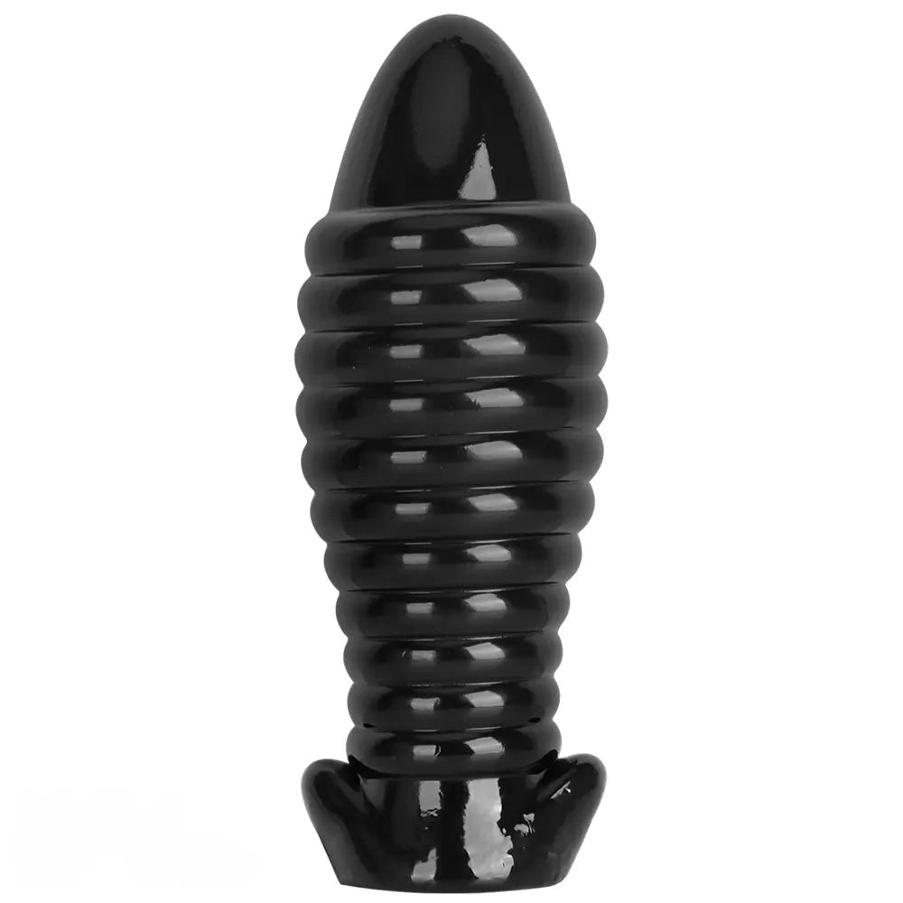 Black ribbed textured fantasy dildo, photo 15
