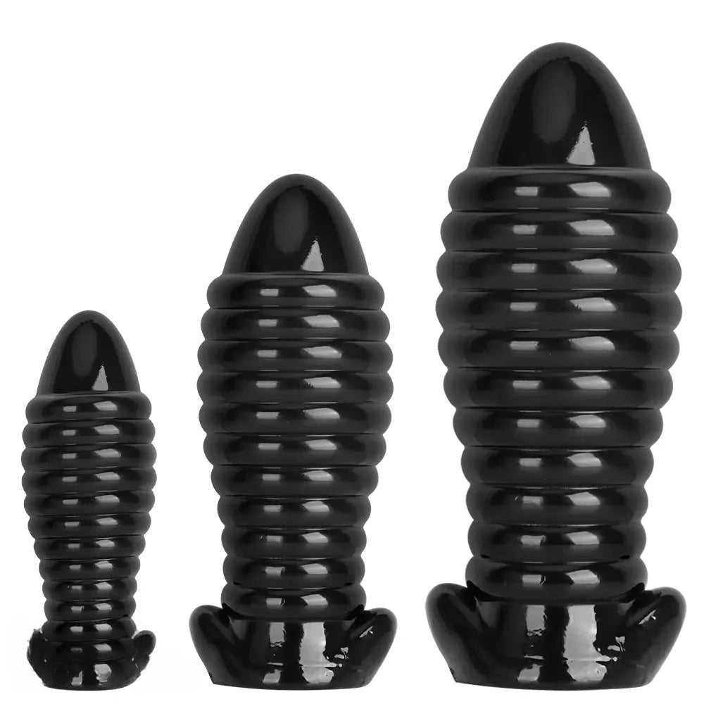 Black ribbed textured fantasy dildo, photo 2