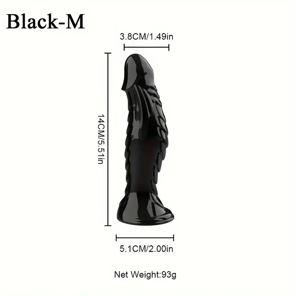 Black ribbed textured pvc anal dildo