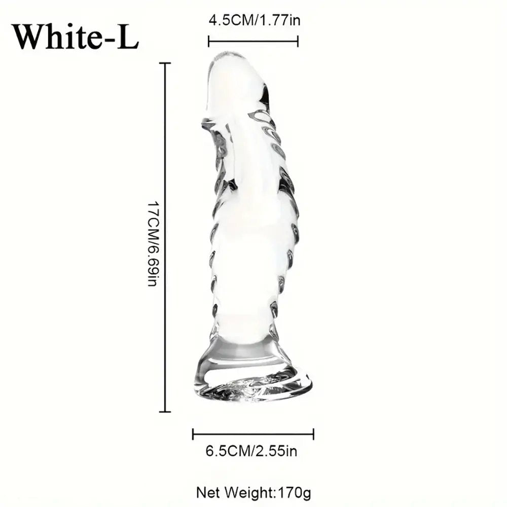 Clear ribbed textured pvc anal dildo