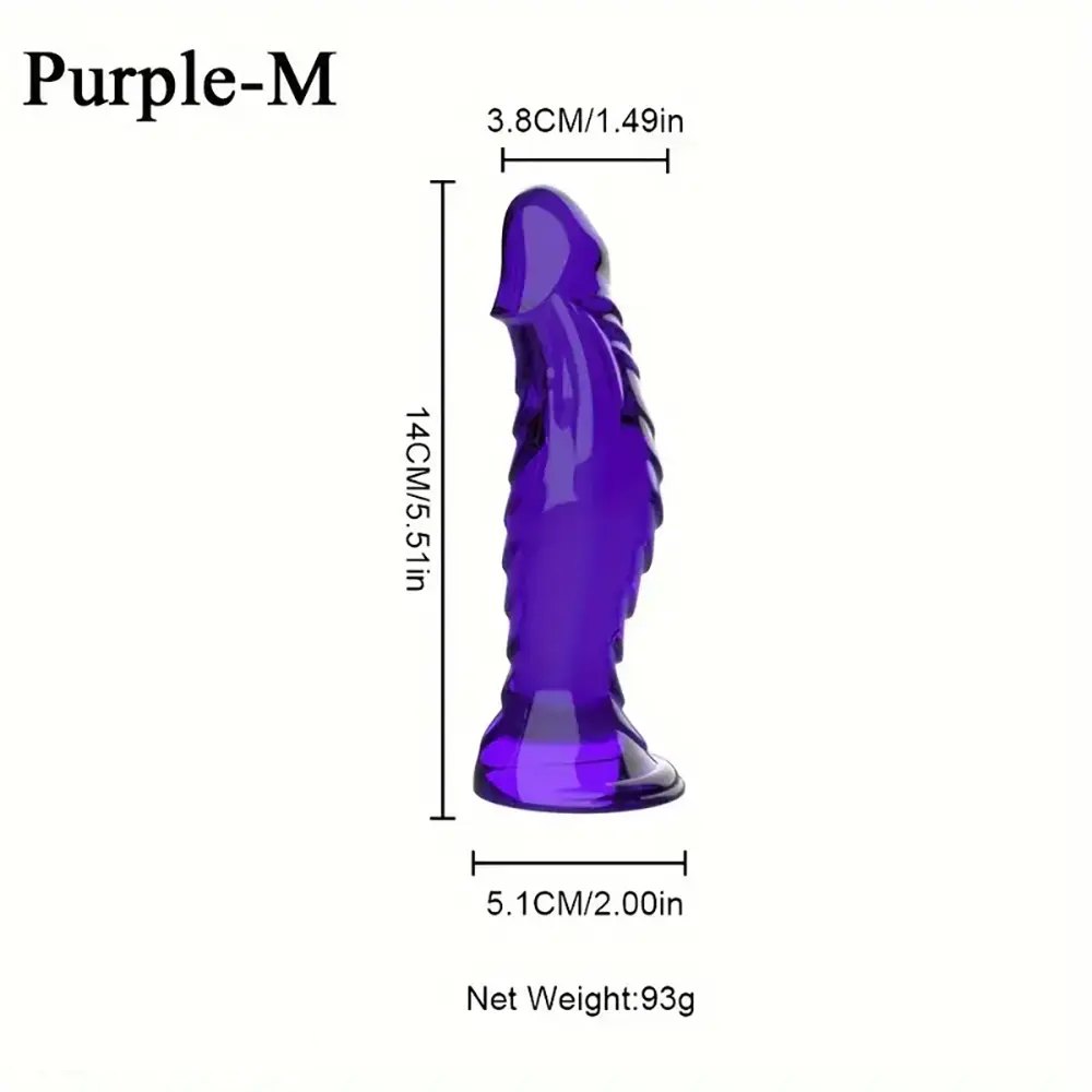 Purple ribbed textured pvc anal dildo