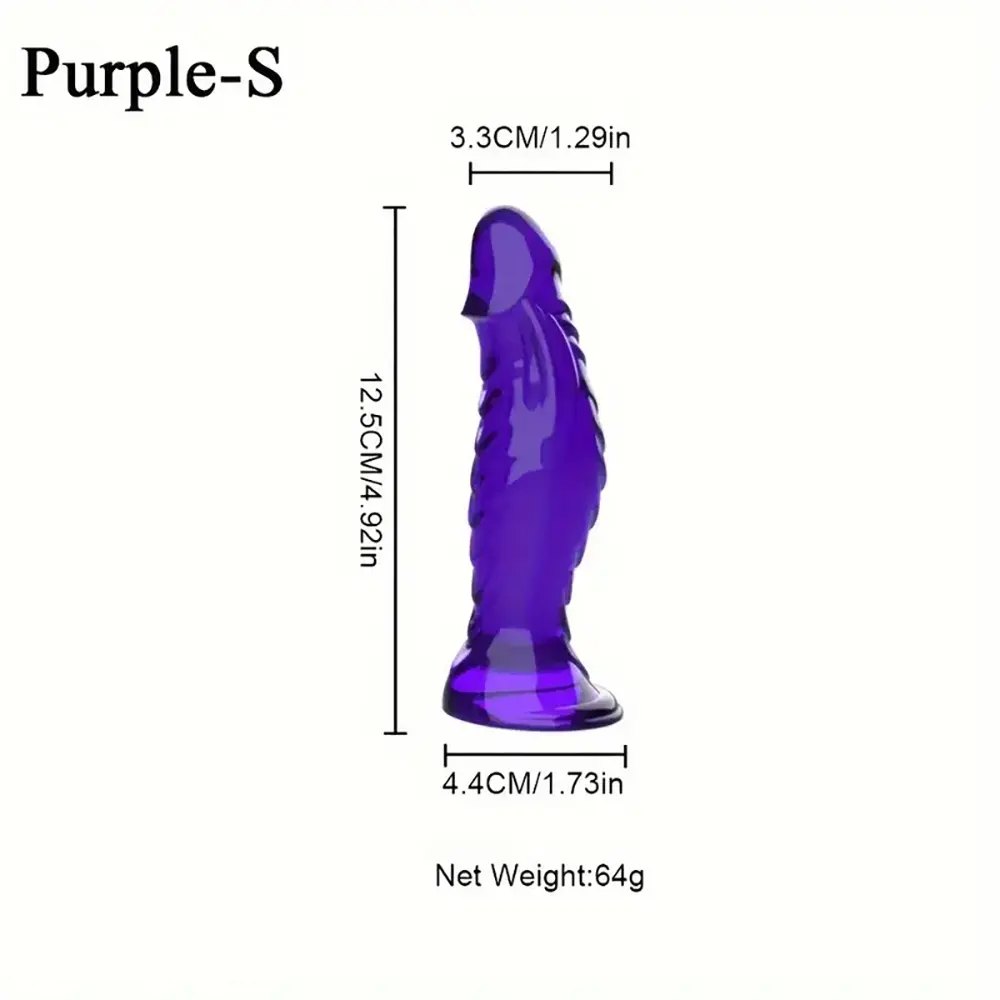 Purple ribbed textured pvc anal dildo
