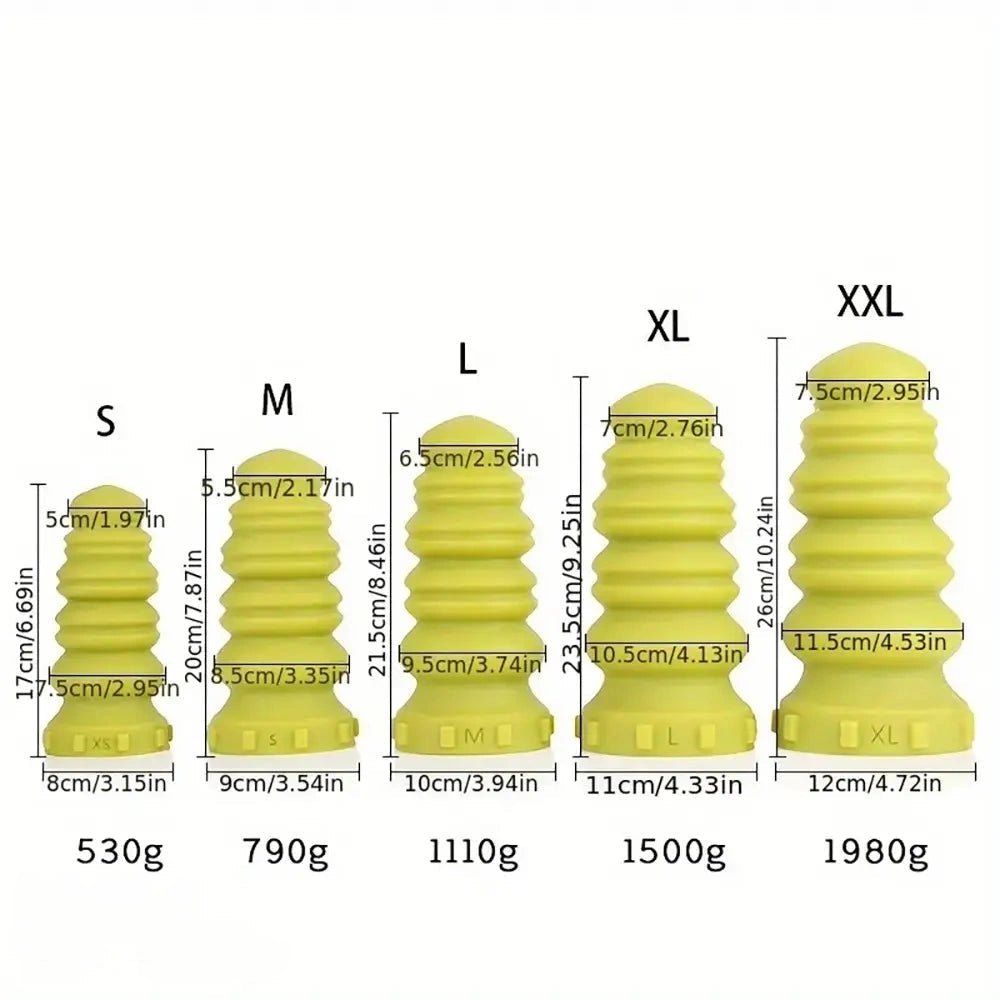 Ribbed yellow pink silicone dildo, photo 12