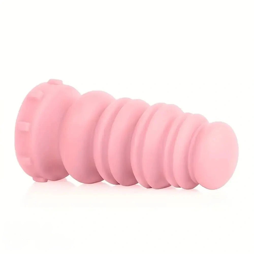 Ribbed yellow pink silicone dildo, photo 2