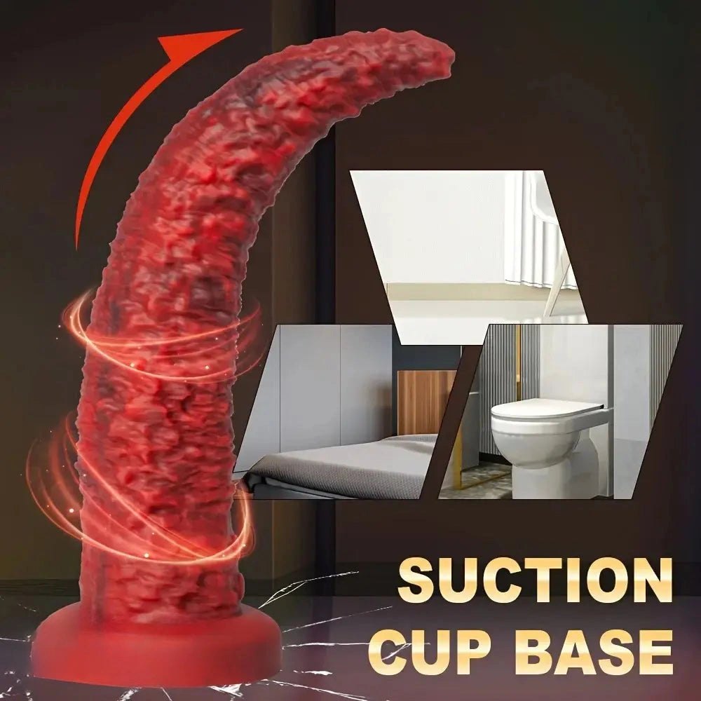 Red ribbed thrusting dildo, photo 10